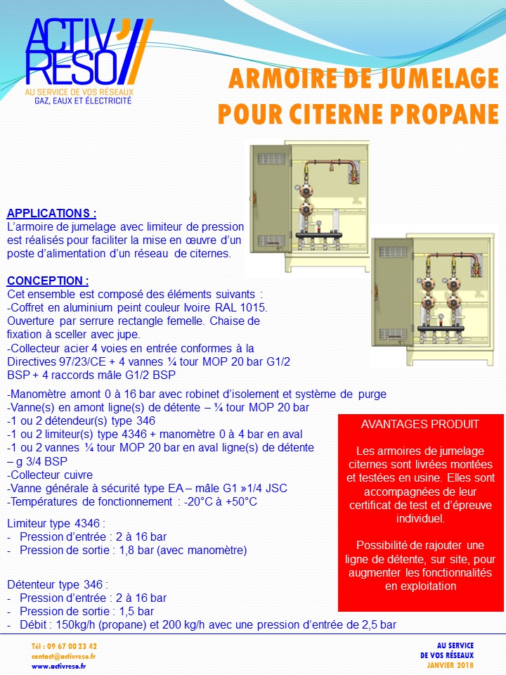 armoire de jumelage pour citerne propane - activreso