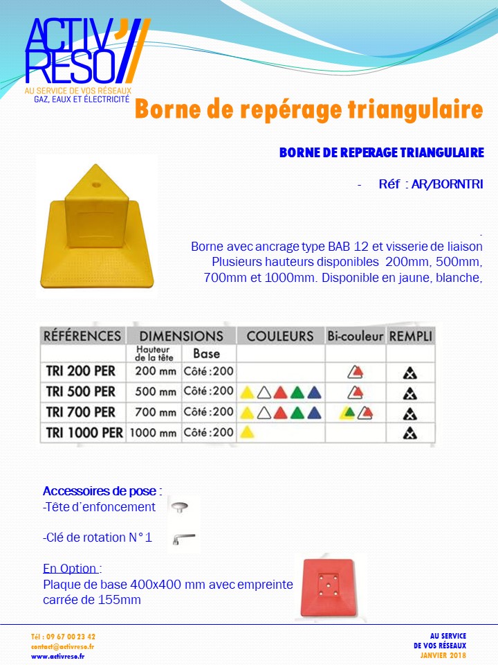 borne de reperage triangulaire - activreso