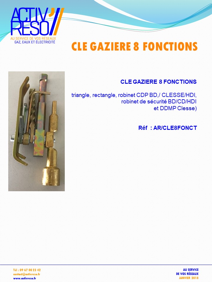 clé gazière 8 fonctions - activreso