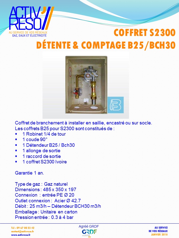 coffret gaz S2300 coupure & détente B25_BCH30 -activreso