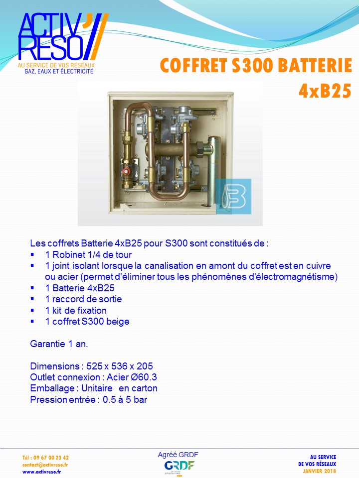 coffret gaz S300 batteries 4xB25 -activreso