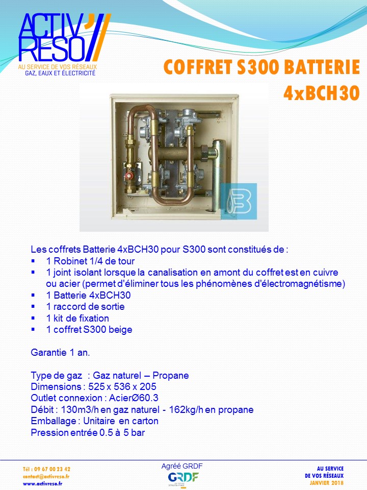 coffret gaz S300 batteries 4xBCH30 -activreso