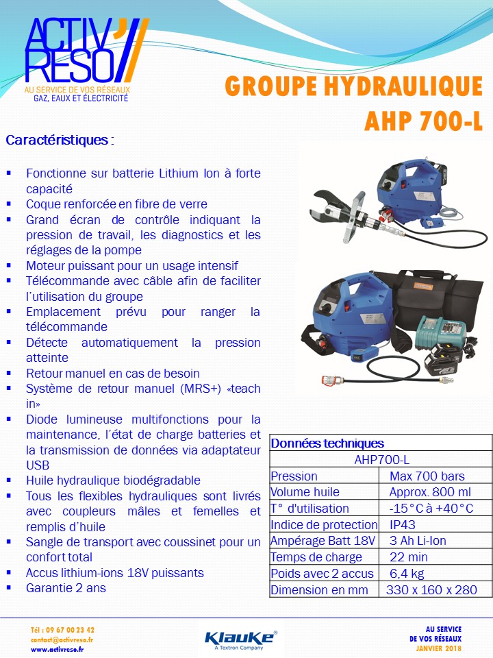 groupe hydraulique AHP 700-L - activreso