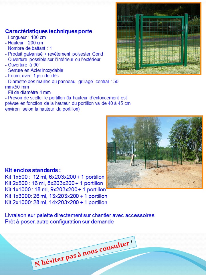 kit cloture, enclos, grillage, pour citerne avec porte - activreso 2