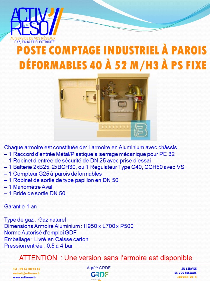 poste de comptage industriel a parois deformables 40_52 M3H a psFix - activreso