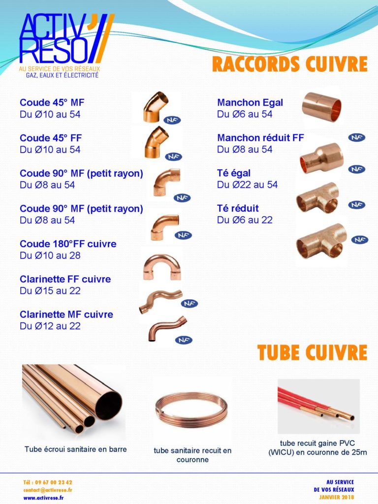 raccords et tube cuivre- activreso