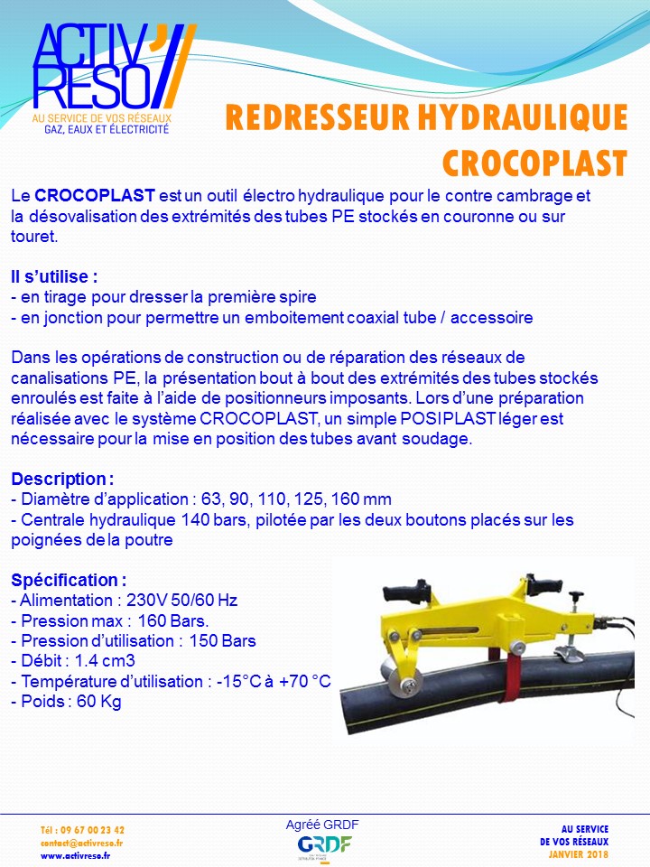 redresseur hydraulique crocoplast - activreso