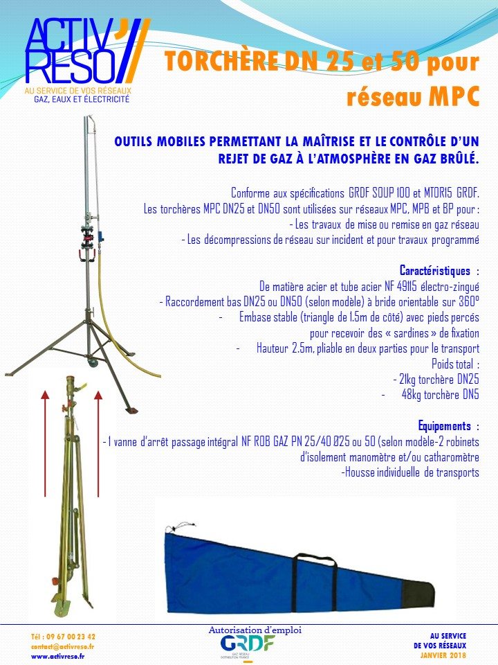 torchere dn25 et 50 pour reseau mpc-activreso