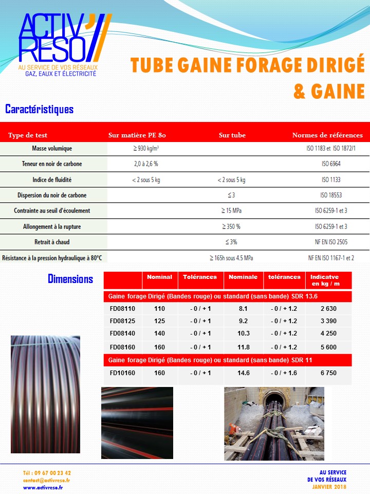 tube gaine forage dirige PE80 - activreso