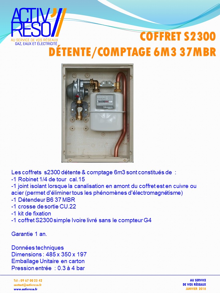 coffret gaz s2300 detente_comptage B6 - 37mbr - activreso