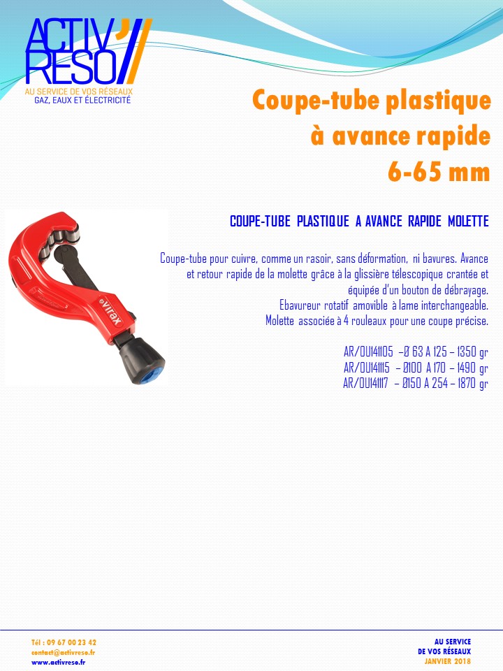 coupe-tube-avance rapide Ø6 au 65mm - activreso