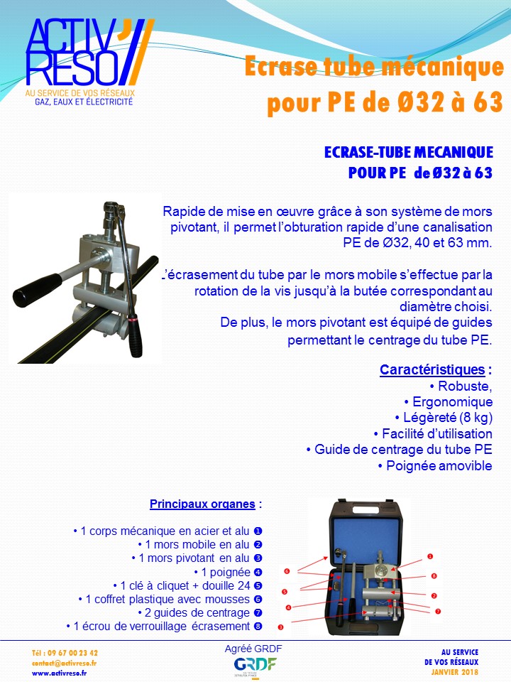 ecrase-tube mecanique PE Ø32-63 activreso