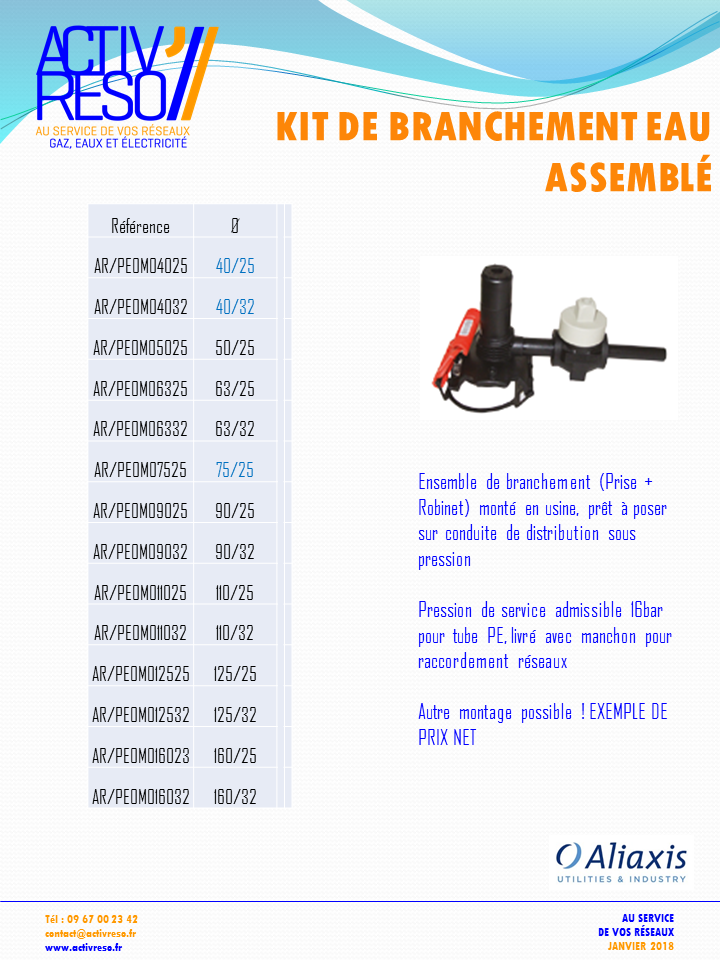 kit de branchement PE eau assemblé - activreso