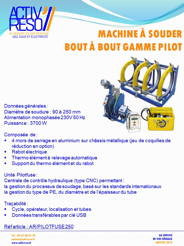 machine a souder bout a bout Gamme PILOT - acitvreso