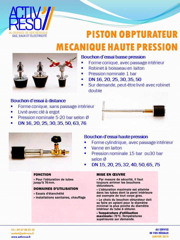 piston obturateur mecanique haute pression - activreso