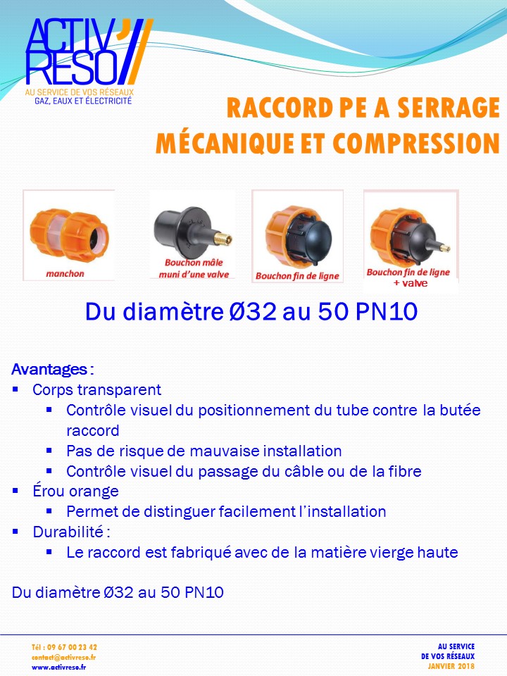 raccord pe a serrage mécanique et compression - activreso
