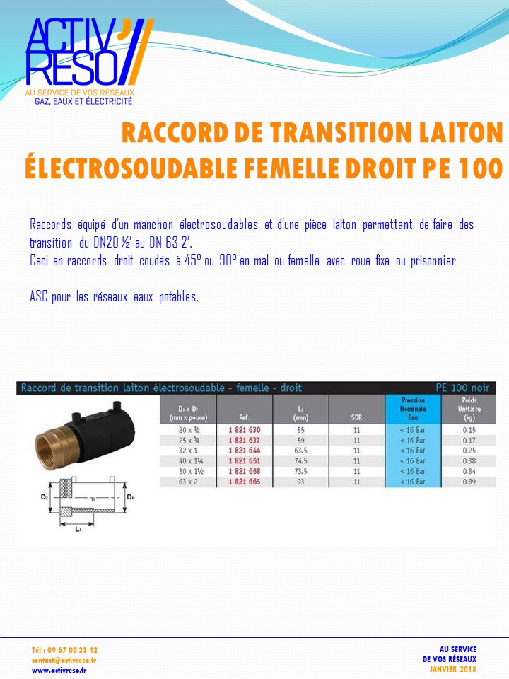 raccord transition electrosoudable laiton femelle droit- activreso