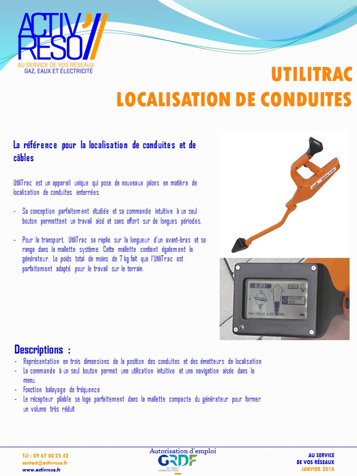utilitrac localisation de conduites et de cables - activreso