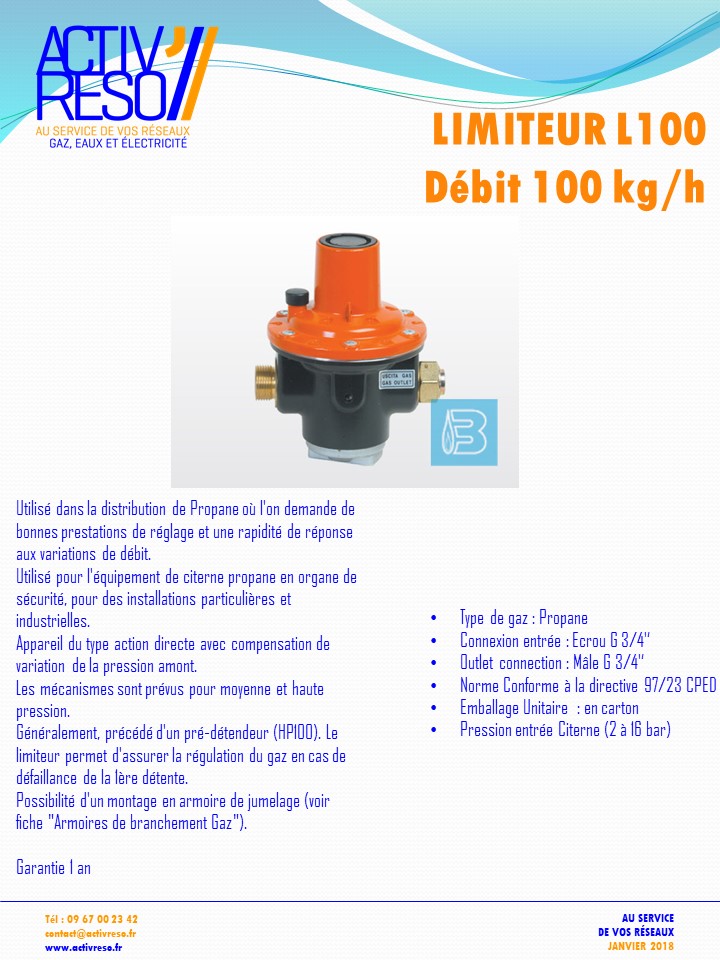 limiteur L100 debit 100kg-h - activreso