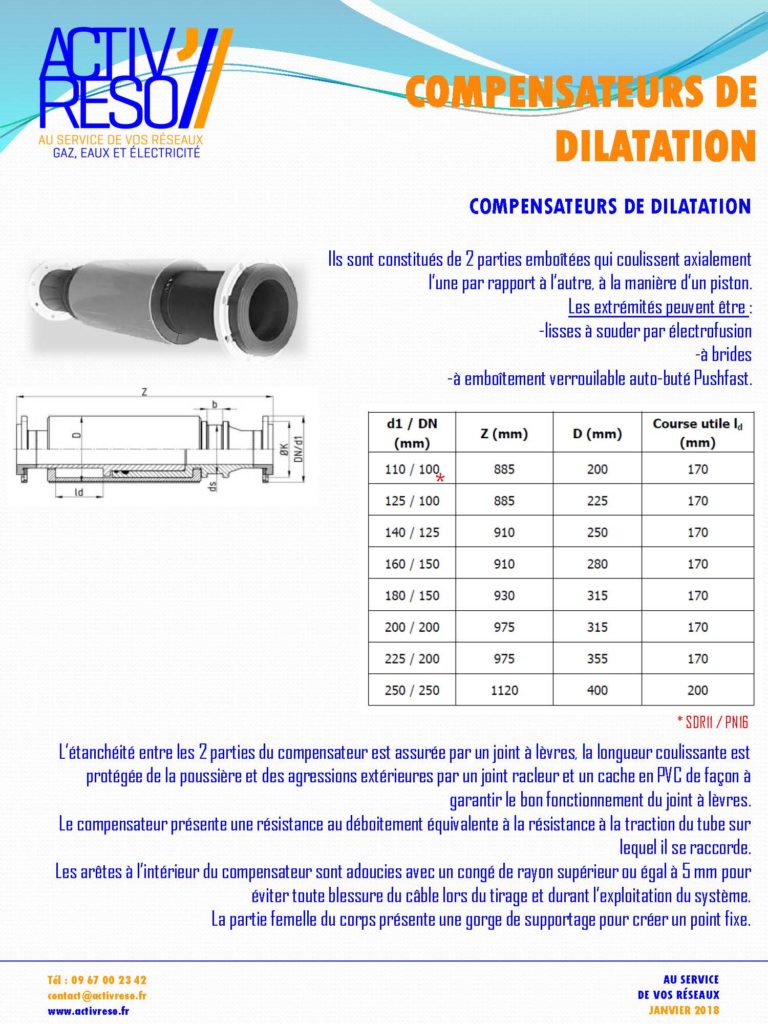 compensateurs manchons de dilitation - activreso